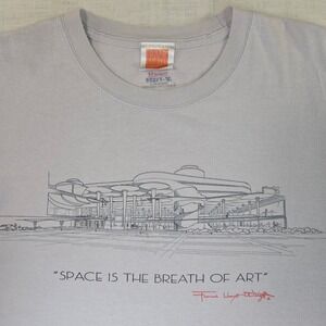 Art Architecture Frank Lloyd Wright T-Shirt Sz L Grey Space Is The Breath Of Art